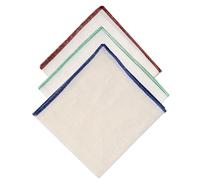 Hell Blues Linen Pocket Square with Edge Embroidery Men's suits Pocket Handkerchief,3-Pack Assorted Colors (Midnight Blue/Seafoam Green/Burgundy)
