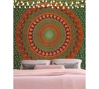 Hell Blues Mandala Tapesrty Wall Hanging Psychedelic Indian Hippie Wall Decor Bohemian Home Decoration for Bedroom,Living Room 215cm X 238cm Cloth Bedding Tapestry; Queen size (Heritage Forest)