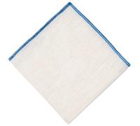 Hell Blues Men Pocket Square Linen Off-white with Color Embroidered Edge ~ Suit Accessories For Wedding, Formal event 24cm x 24cm