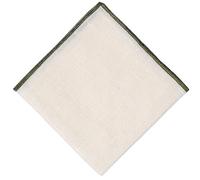 Hell Blues Men Pocket Square Linen Off-white with Color Embroidered Edge ~ Suit Accessories For Wedding, Formal event 24cm x 24cm
