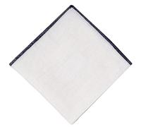 Hell Blues Men Pocket Square Linen Off-white with Color Embroidered Edge ~ Suit Accessories For Wedding, Formal event 24cm x 24cm