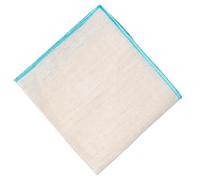 Hell Blues Men Pocket Square Linen Off White with Embroidered Edge Premium Handkerchiefs 24cm x 24cm… (Sky Blue)