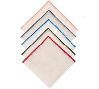 Hell Blues Men's Linen Pocket Square Off White with Embroidered Edge Premium Cotton Pocket squares (Assorted-1)