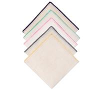 Hell Blues Men's Linen Pocket Square Off White with Embroidered Edge Premium Cotton Pocket squares (Assorted-3)