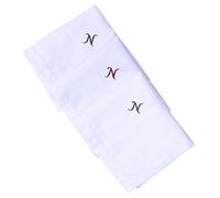 Hell Blues Monogrammed Handkerchief for Men, Initial Embroidered~ 3-Pack Assorted 100% Cotton King Size White Hanky Gift (N)