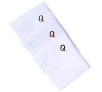 Hell Blues Monogrammed Handkerchief for Men, Initial Embroidered~ 3-Pack Assorted 100% Cotton King Size White Hanky Gift (Q)