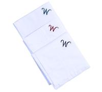Hell Blues Monogrammed Handkerchief for Men, Initial Embroidered~ 3-Pack Assorted 100% Cotton King Size White Hanky Gift, W, 9.5 x 9.5 inch