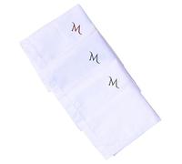 Hell Blues Monogrammed Handkerchief for Men, Initial Embroidered~ 3-Pack Assorted 100% Cotton King Size White Hanky Gift