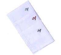 Hell Blues Monogrammed Handkerchief for Men, Initial Embroidered Hanky, 3-Pack 100% Cotton Large 18" x 18" White Hankie (A)