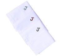 Hell Blues Monogrammed Handkerchief for Men, Initial Embroidered Hanky, 3-Pack 100% Cotton Large 18" x 18" White Hankie (J)