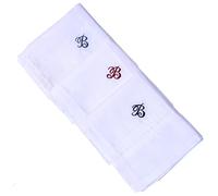 Hell Blues Monogrammed Handkerchief for Men, Initial Embroidered Hanky, 3-Pack 100% Cotton Large 18" x 18" White Hankie (B)