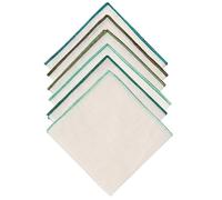 Hell Blues Pure Linen Pocket Square with Embroidered color edge Classic Gentlemen accessories for Men Suits (Green Linen (6))