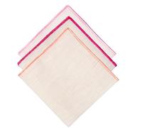 Hell Blues Pure Linen Pocket Square with Embroidered color edge Classic Gentlemen accessories for Men Suits (Pink Linen - 3 Pc)