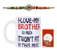 Hell Blues Rakhi for Brother with Gift Set | Brother Love Printed Coffee Mug (11 oz) | Mini Card - Rakhsabandhan