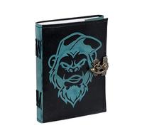 Hell Blues Real Leather Journal for Men Large Writing Notebook Blank journal with 200 Kraft Unlined Pages 6x8 inches (Black angry monkey)