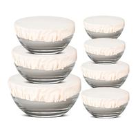 Hell Blues Set of 7 Reusable Organic Elastic Bowl Covers,100% Cotton Fabric Food Storage Bread Sourdough Bowl Covers (1XXL 1XL 1L 2M 2S)
