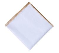 Hell Blues Solid White Linen Pocket square with Colored embroidery edges Mens Handkerchief (09 Harvest Gold)