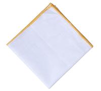Hell Blues Solid White Linen Pocket square with Colored embroidery edges Mens Handkerchief (53 Sun)
