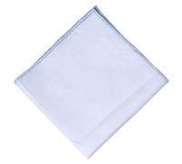 Hell Blues Solid White Linen Pocket square with Colored embroidery edges Mens Handkerchief (Baby Blue)