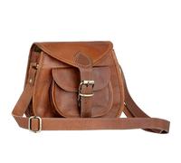 Hell Blues Womens Classic Crossbody Shoulder Bag Handmade Genuine Leather Purse 17cm X 23cm, Tan