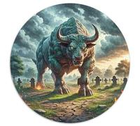 Hell Bull 1000 Pieces Jigsaws Stress Reliever Difficult Challenge for Adults Kids Challenging beast Round Family Game Gifts And Gifts (67.5x67.5cm)