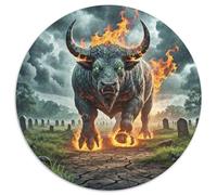 Hell Bull 1000 Pieces Jigsaws Stress Reliever Difficult Challenge for Adults Kids Challenging Cute Animals Round Home Decor Gifts And Gifts 1000pcs (67.5x67.5cm)