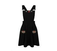 Hell Bunny Basil Dress Pinafore with Pockets Fox Embroidery Vintage Retro Style, Black, 5XL