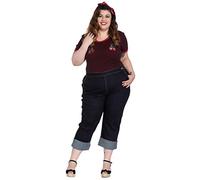 Hell Bunny Charlie 50s Denim Cropped Rockabilly Capris Jeans, Blue, 18