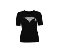 Hell Bunny Cobweb Top - Gothic Spider Web Mesh Black T-Shirt Punk Rock Tee, Black, L