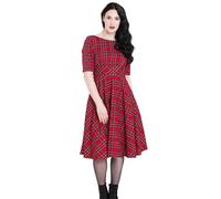 Hell Bunny Irvine Tartan 1950's Vintage Retro Dress L Red