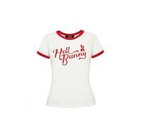 Hell Bunny Lucy Women's T-Shirt White/Red Rockabilly, white/red, XXL