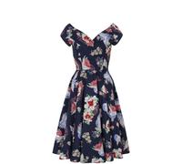 Hell Bunny Misa Midi Dress Women's Medium Length Dress Multicoloured, blue, M