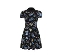 Hell Bunny Moonlit Mini Dress Black Celestial Gothic Woodland Print Outfit, Multicolored, S