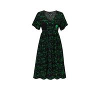 Hell Bunny Mulder Dress Neon Green Alien Celestial Spaceship Gothic Knee Midi, Black, L