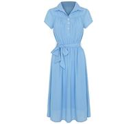 Hell Bunny Pearl Dress Women's Medium Length Dress Blue Basics Casual Wear, blue, XXL