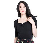 Hell Bunny Philippa Vintage Style Jersey Top - Black (3XL - UK 20)