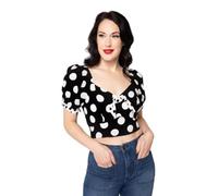 Hell Bunny Polka Dot Dolores Top, Black, S