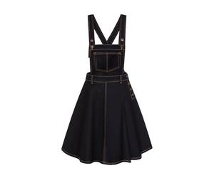 Hell Bunny Rockabilly Denim Mini Dress Dakota Pinafore Black M 12