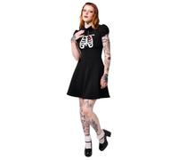 Hell Bunny Skeleton Girl Dress - Gothic Black Ribcage Heart Punk Retro Skater, Black, XL