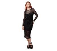 Hell Bunny Snake Charmer Dress - Black Gothic Sheer Mesh Midi with Snake Print