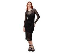 Hell Bunny Snake Charmer Dress - Black Gothic Sheer Mesh Midi with Snake Print, Black, XL