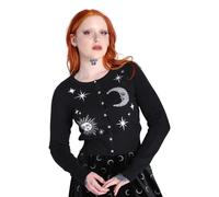 Hell Bunny Solaris Cardigan Celestial Stars Moon Constellations Gothic Witchcraft, Black, M