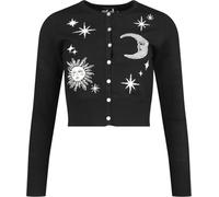 Hell Bunny Solaris Cardigan Celestial Stars Moon Constellations Gothic Witchcraft, Black, 3XL