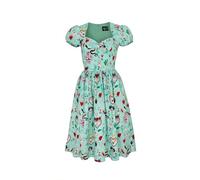 Hell Bunny Tijuana Dress Rockabilly Gothic Midi Floral Snake Heart Birds, Multicoloured, M