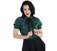 Hell Bunny Women Vixey Fox Blouse - 10 / Green