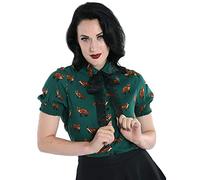 Hell Bunny Women Vixey Fox Blouse - 12 / Green
