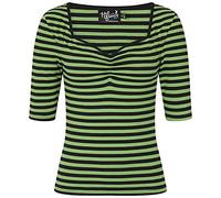 Hell Bunny Women Warlock Striped Top - 20 / Green