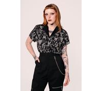 Hell Bunny Women's Anatomy Boxy Fit Grunge Style Black Shirt | Size: Small hell bunny Black S