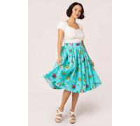 Hell Bunny Women's Ayanna 50's Style Aqua Base Midi Floral Skirt | Size: 6XL hell bunny Aqua 6XL