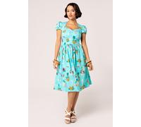 Hell Bunny Women's Ayanna 50's Style Stretch Midi Dress in Aqua | Size: Medium hell bunny Aqua M